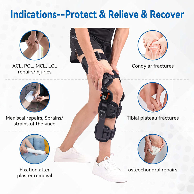 WesmartHinged ROM Knee Brace, Post Op Knee Brace for Recovery Stabilization, ACL, MCL and PCL Injury, Adjustable Medical Orthopedic Support Stabilizer After Surgery