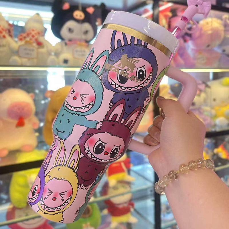 The Monsters 40oz Cute Cartoon Tumbler – 5D Stainless Steel Car Coffee Cup | Insulated Travel Mug with Leak-Proof Lid, Perfect for Kids & Adults