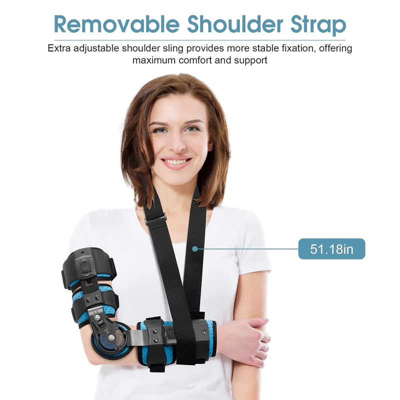 Hinged Elbow Brace, Adjustable ROM Post OP Elbow Brace Stabilizer Hand Arm Splint Supporting Recovery from Postoperative Arm Injury