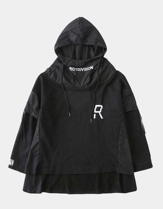 Irregular ruffled letter embroidery hoodie